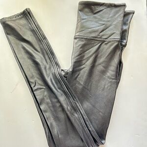 Spanx By Sara Blakely Black Mid Waist Faux Leather Leggings Sz M